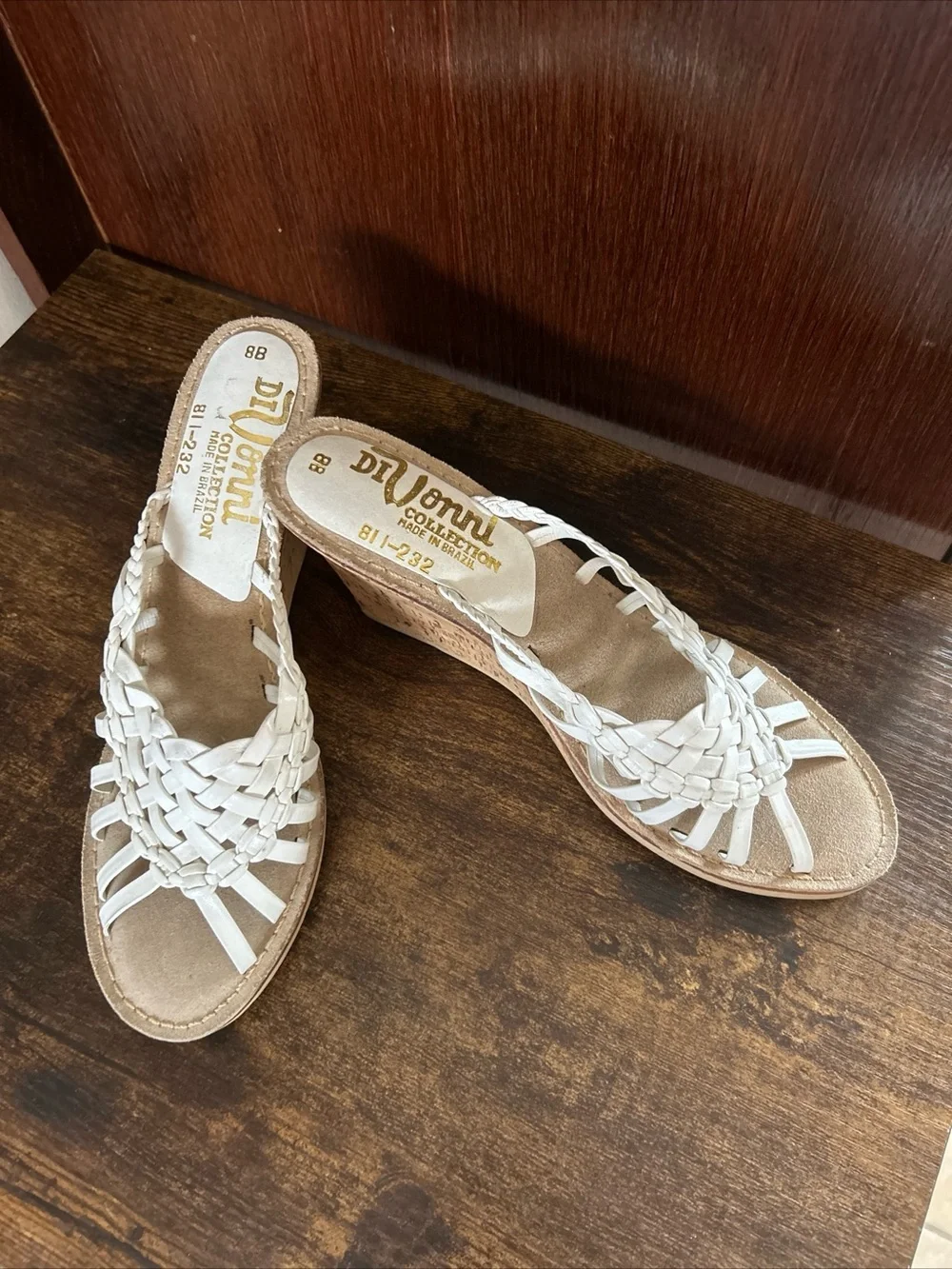 Vintage 1970s DiVonni White Braided Wedge Sandals - Picture 2 of 6